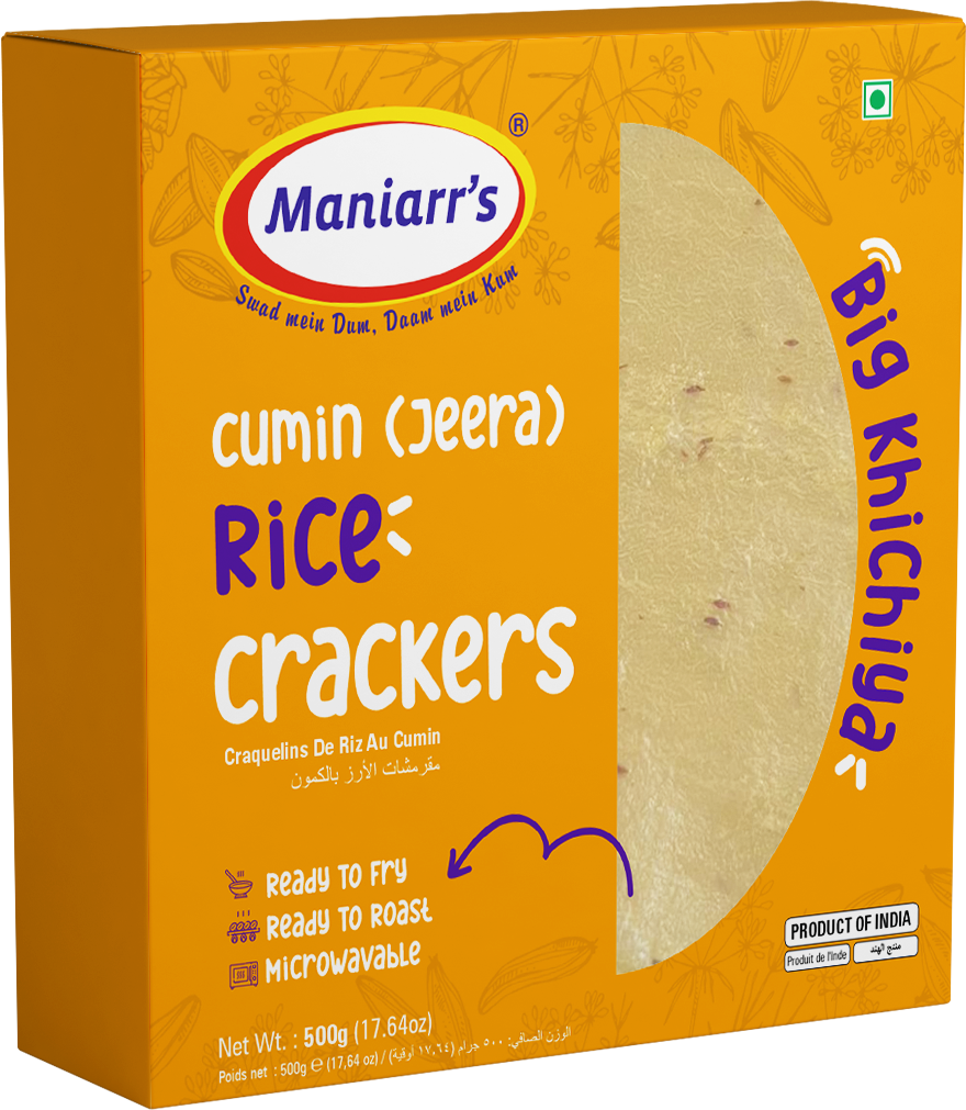 Maniarrs - Rice Crackers - Khichiya BIG - Jeera 500gm